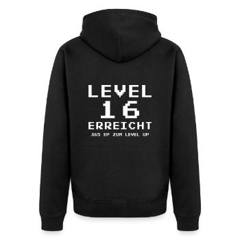 Level 16 erreicht 16. Geburtstag Gamer Gaming - Unisex Premium Bio Zip Hoodie - Schwarz - Hinten - Nico (187cm)