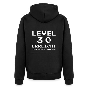 Level 30 Erreicht Gamer - Unisex Premium Bio Zip Hoodie - Schwarz - Hinten - Nico (187cm)