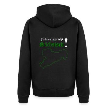 LKW- Fahrer Spricht Sächsisch Berufskraftfahrer - Unisex Premium Bio Zip Hoodie - Schwarz - Hinten - Nico (187cm)