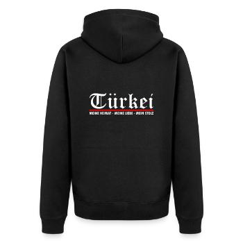 Türkei - Geburtsort Heimat Geschenkidee - Unisex Premium Bio Zip Hoodie - Schwarz - Hinten - Nico (187cm)
