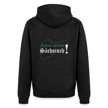 LKW- Fahrer Spricht Sächsisch Berufskraftfahrer - Unisex Premium Bio Zip Hoodie - Schwarz - Hinten - Nico (187cm)