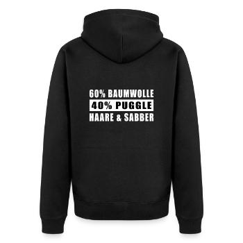 Puggle lustiger Spruch Hunde Hundebesitzer - Unisex Premium Bio Zip Hoodie - Schwarz - Hinten - Nico (187cm)