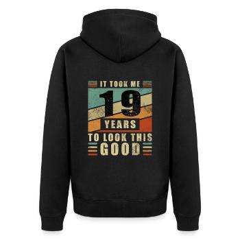 19 ans Idée Cadeau Humour Anniversaire - Veste à capuche bio Premium Unisexe - noir - Dos - Nico (187cm)