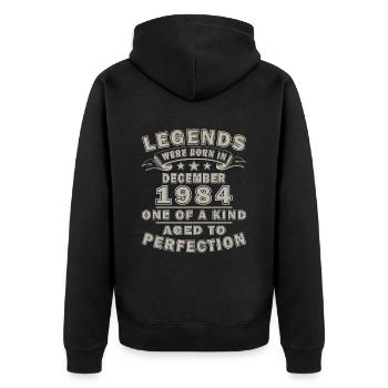 Décembre 1984 anniversaire Décembre 1984 Décembre - Veste à capuche bio Premium Unisexe - noir - Dos - Nico (187cm)