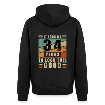 34e anniversaire 34 ans So Good Look Gift - Veste à capuche bio Premium Unisexe - noir - Dos - Nico (187cm)