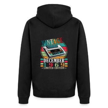 Dezember 1969 Dezember Jahrestag Dezember 1969 - Unisex Premium Bio Zip Hoodie - Schwarz - Hinten - Nico (187cm)