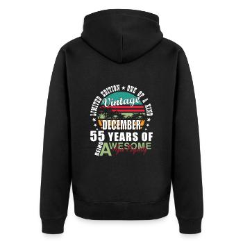 55th birthday, December 1969, 55th anniversary - Unisex Premium Organic Zip Hoodie - black - Back - Nico (187cm)
