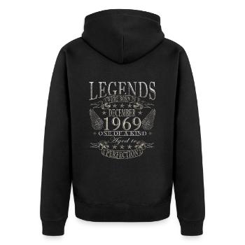 Décembre 1969 Jubilé 1969 Légendes Décembre - Veste à capuche bio Premium Unisexe - noir - Dos - Nico (187cm)