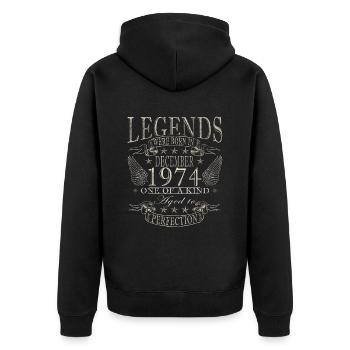 Décembre 1974 Jubilé 1974 Légendes Décembre - Veste à capuche bio Premium Unisexe - noir - Dos - Nico (187cm)