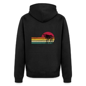 Scottish Highland Kuh Rinderkuh - Unisex Premium Bio Zip Hoodie - Schwarz - Hinten - Nico (187cm)