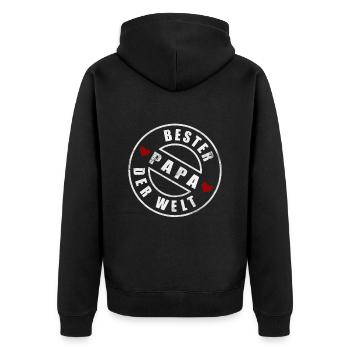 Bester Papa der Welt. - Unisex Premium Bio Zip Hoodie - Schwarz - Hinten - Nico (187cm)