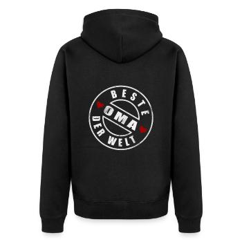 Beste Oma der Welt - Unisex Premium Bio Zip Hoodie - Schwarz - Hinten - Nico (187cm)