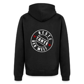 Die Beste Tante der Welt - Tante - Tanten - coole - Unisex Premium Bio Zip Hoodie - Schwarz - Hinten - Nico (187cm)