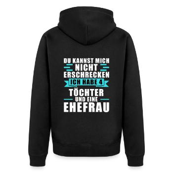 Vater 4 Töchter Papa - Unisex Premium Bio Zip Hoodie - Schwarz - Hinten - Nico (187cm)