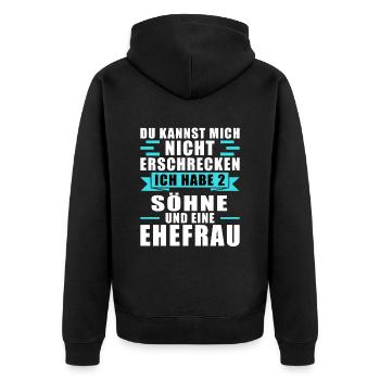 Papa 2 Söhne Papa von 2 Söhnen Geschenk - Unisex Premium Bio Zip Hoodie - Schwarz - Hinten - Nico (187cm)