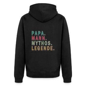 Vater Papa Mythos Vatertag - Unisex Premium Bio Zip Hoodie - Schwarz - Hinten - Nico (187cm)