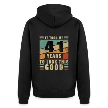41st Birthday Gift It took me 41 years - Unisex Premium Organic Zip Hoodie - black - Back - Nico (187cm)