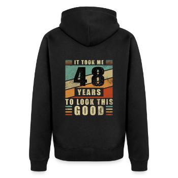 48th Birthday Gift Took 48 Years - Unisex Premium Organic Zip Hoodie - black - Back - Nico (187cm)