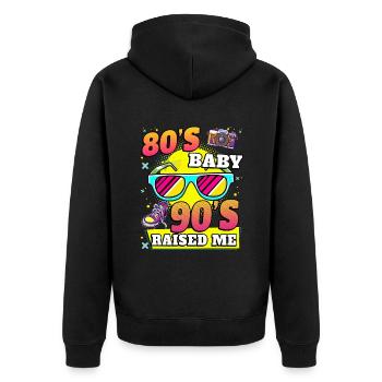 Né dans les années 80 - Veste à capuche bio Premium Unisexe - noir - Dos - Nico (187cm)