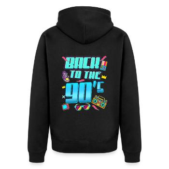 Back to the 90s retro 90s outfit 90s - Unisex Premium Organic Zip Hoodie - black - Back - Nico (187cm)