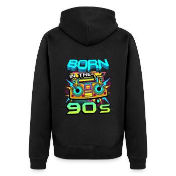 Geboren in den 90er Jahren - Unisex Premium Bio Zip Hoodie - Schwarz - Hinten - Nico (187cm)