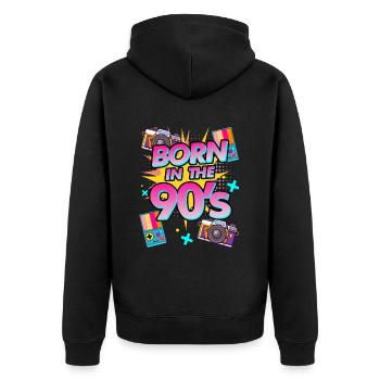 Né dans les années 90, Né dans les années 90 - Veste à capuche bio Premium Unisexe - noir - Dos - Nico (187cm)