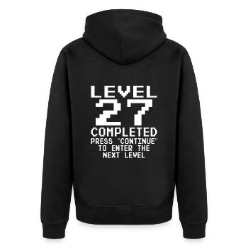 Niveau 27 Terminé - Veste à capuche bio Premium Unisexe - noir - Dos - Nico (187cm)
