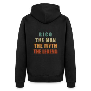 Rico First Name Name Saying - The Man. The Myth - Unisex Premium Organic Zip Hoodie - black - Back - Nico (187cm)