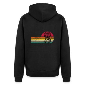 Portugiesischer Wasserhund - Unisex Premium Bio Zip Hoodie - Schwarz - Hinten - Nico (187cm)