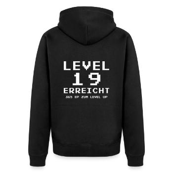 Level 19 Erreicht Gamer - Unisex Premium Bio Zip Hoodie - Schwarz - Hinten - Nico (187cm)
