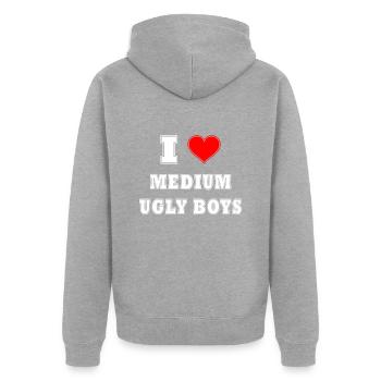 I love boys - Unisex Premium Organic Zip Hoodie - heather grey - Back - Nico (187cm)