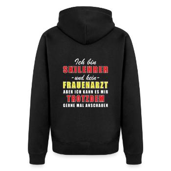 Skilehrer und kein Frauenarzt - Unisex Premium Bio Zip Hoodie - Schwarz - Hinten - Nico (187cm)