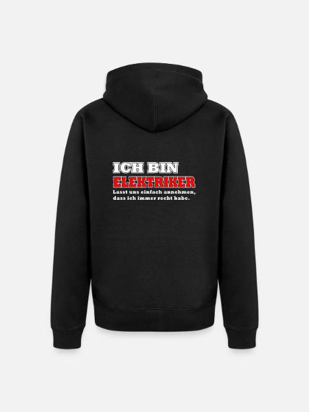 ich bin elektriker - Unisex Premium Bio Zip Hoodie - Schwarz