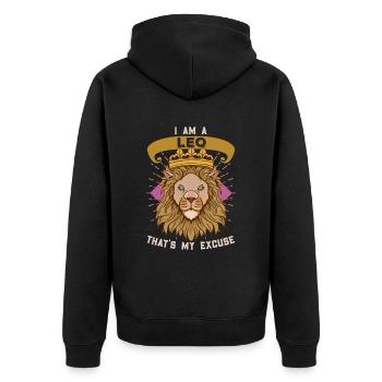 Je suis Leo - Signe du zodiaque Lion - Veste à capuche bio Premium Unisexe - noir - Dos - Nico (187cm)