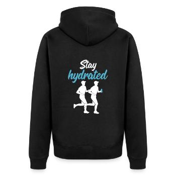 Stay Hydrated - Drink Your Water - Unisex Premium Organic Zip Hoodie - black - Back - Nico (187cm)