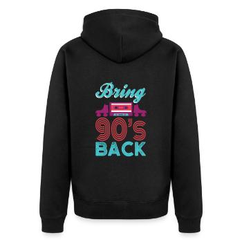 Bringen Sie Die 90er Jahre Zurück. Neunziger - Unisex Premium Bio Zip Hoodie - Schwarz - Hinten - Nico (187cm)