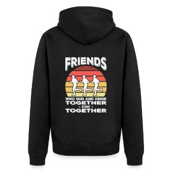 Joggen Freunde - Unisex Premium Bio Zip Hoodie - Schwarz - Hinten - Nico (187cm)