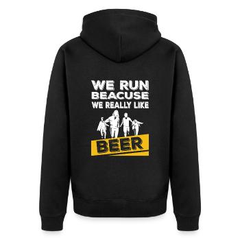 Ich mag Bier - Unisex Premium Bio Zip Hoodie - Schwarz - Hinten - Nico (187cm)