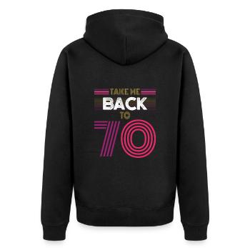 Rétro des années 70 - Veste à capuche bio Premium Unisexe - noir - Dos - Nico (187cm)