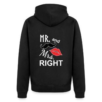 Wedding: Mr & Mrs Right - Unisex Premium Organic Zip Hoodie - black - Back - Nico (187cm)