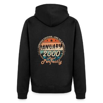 January 2000 | Birthday 2000 Vintage January - Unisex Premium Organic Zip Hoodie - black - Back - Nico (187cm)