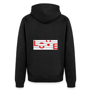 LOVE - Unisex Premium Bio Zip Hoodie - Schwarz - Hinten - Nico (187cm)