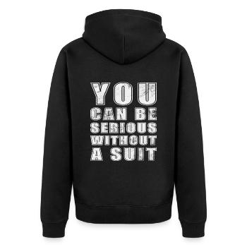 Vous pouvez être sérieux sans un costume drôle de chemise - Veste à capuche bio Premium Unisexe - noir - Dos - Nico (187cm)