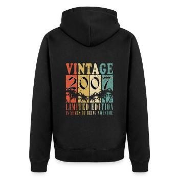 18th Birthday Vintage 2007 18 Year Gift - Unisex Premium Organic Zip Hoodie - black - Back - Nico (187cm)