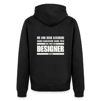 Spruch Job Beruf Designer - Unisex Premium Bio Zip Hoodie - Schwarz - Hinten - Nico (187cm)