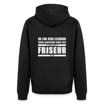 Friseur Beruf - Unisex Premium Bio Zip Hoodie - Schwarz - Hinten - Nico (187cm)