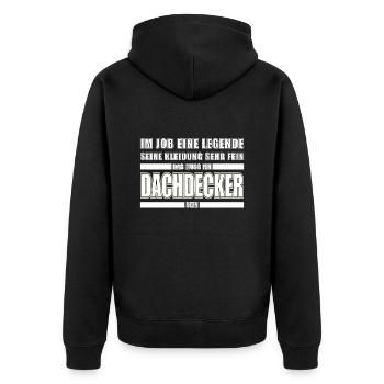 Dachdecker Dachspengler Legende Dachklempner - Unisex Premium Bio Zip Hoodie - Schwarz - Hinten - Nico (187cm)