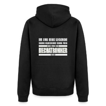 Kfz Mechatroniker KFZ Mechaniker Spruch Geschenk - Unisex Premium Bio Zip Hoodie - Schwarz - Hinten - Nico (187cm)