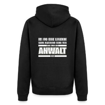 Jura Anwalt Beruf Spruch Geschenk - Unisex Premium Bio Zip Hoodie - Schwarz - Hinten - Nico (187cm)