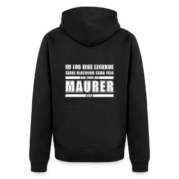 Maurer Legende Handwerker Maurermeister - Unisex Premium Bio Zip Hoodie - Schwarz - Hinten - Nico (187cm)